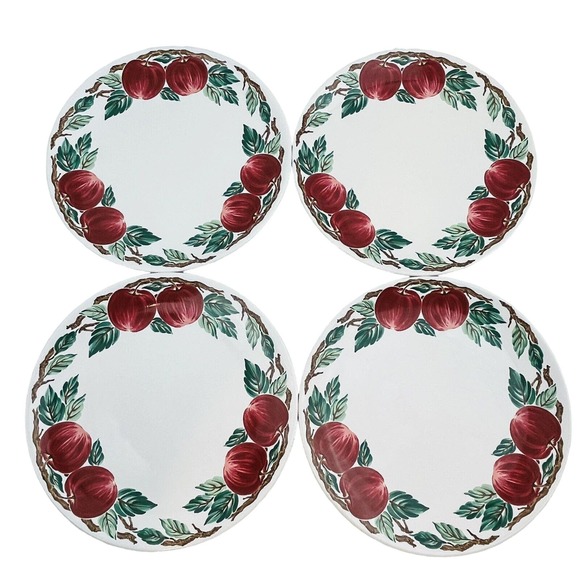 Nancy Calhoun Bella‎ Roma 4 Salad Plate Lot Apples 8" Cafe Classico Vintage - Picture 1 of 5